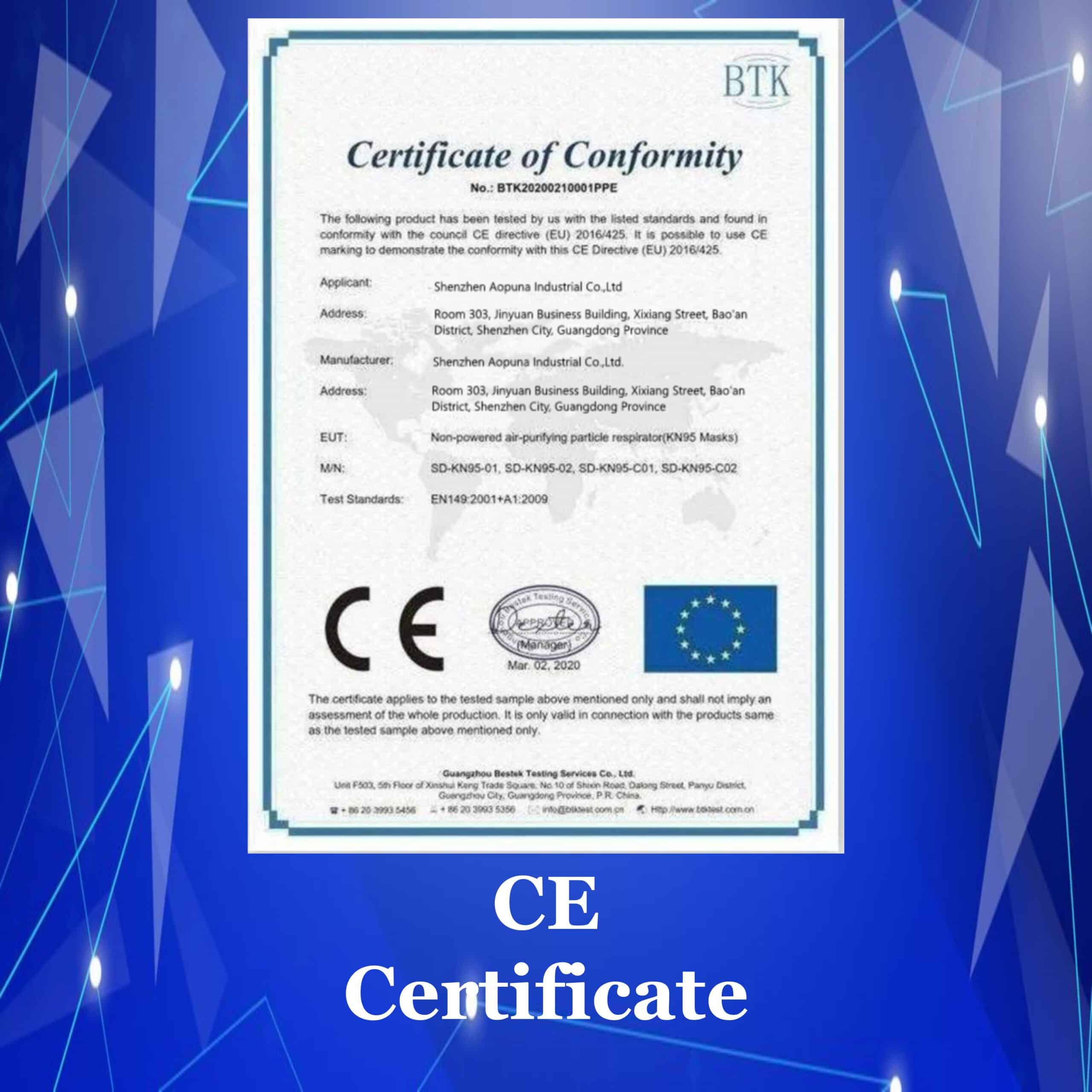 AOPUNA CE certificate